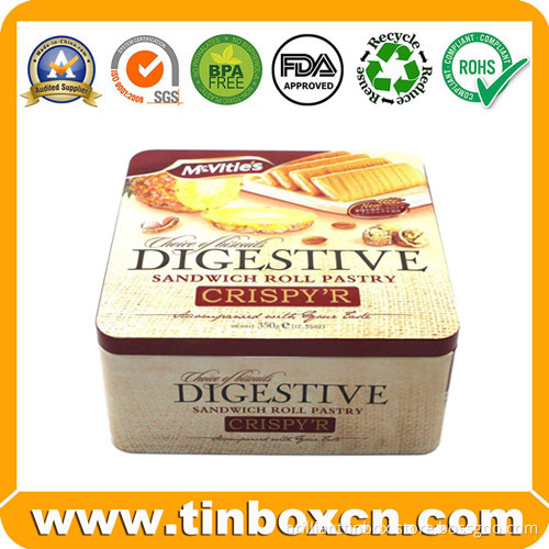 Square Food Tin Boxes Packaging Biscuit Tin Cans Cookie Tins